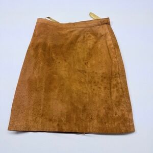 WATER Collection Suede A-Line Skirt Tan Brown Button Detail Mini Size 5